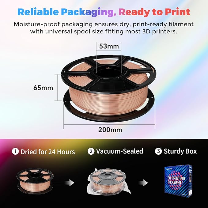 Flashforge 3D Printer Filament Silk PLA 1.75mm 1kg Spool-Dimensional Accuracy - Image 7