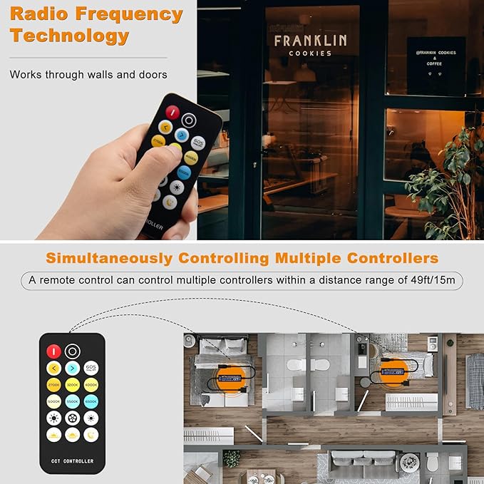 PAUTIX RF Remote Dimmer CCT Tunable COB LED Strip Lights, 17-Key Wireless - Image 7