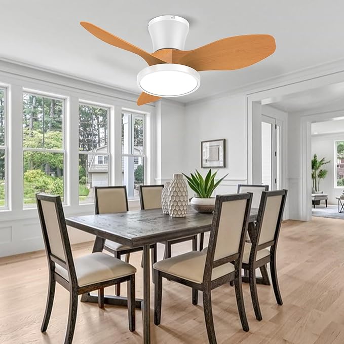 ocioc Quiet Ceiling Fan with LED Light DC motor 32 inch Large Air Volume Remote - Image 9
