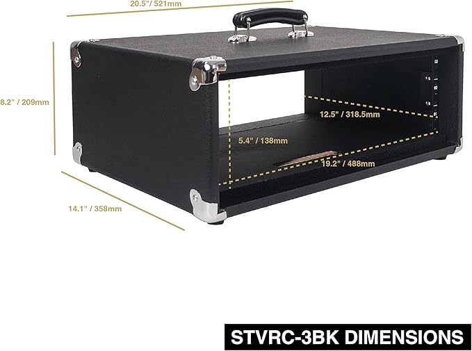 Sound Town Vintage 3U Amp Rack Case, 12.5" Depth - Image 7