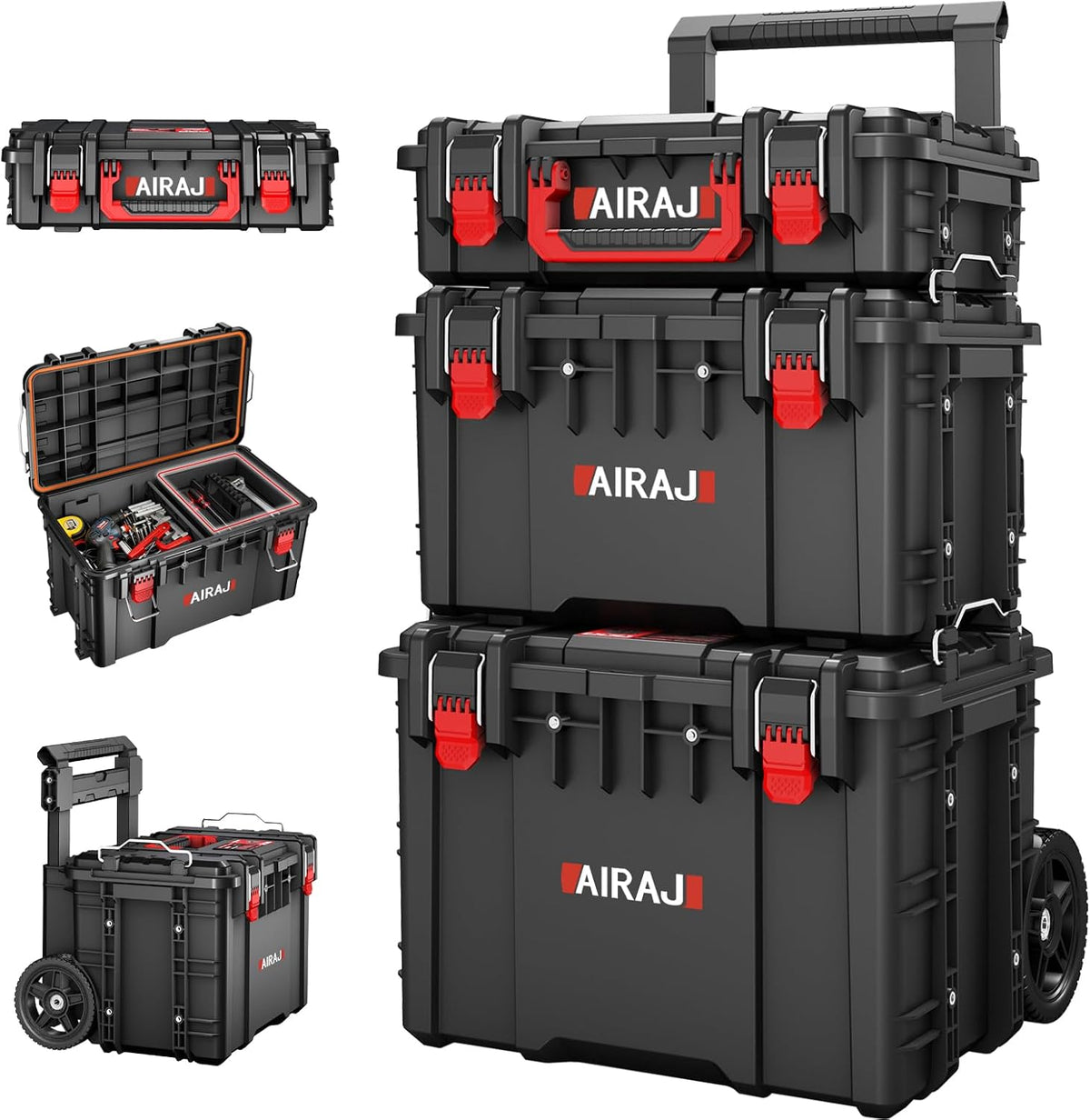 airaj 3 tier rolling tool box heavy duty, main product view