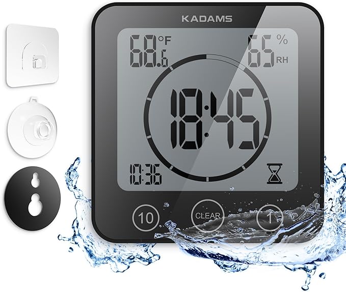KADAMS Shower Clock Waterproof Bathroom Timer – Digital Wall Clock - Image 9
