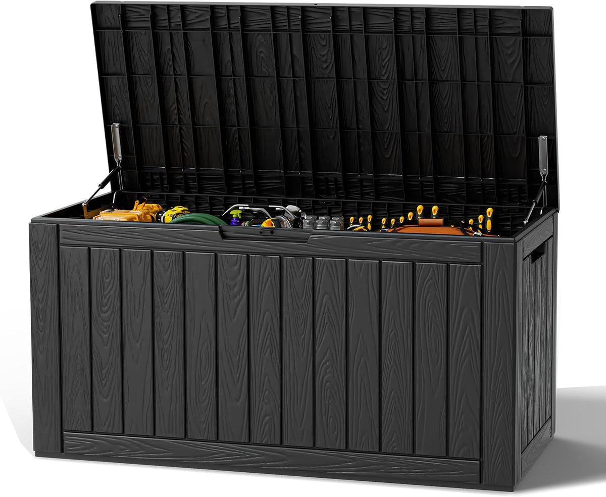 resin outdoor deck storage box waterproof (black, 120, main product view