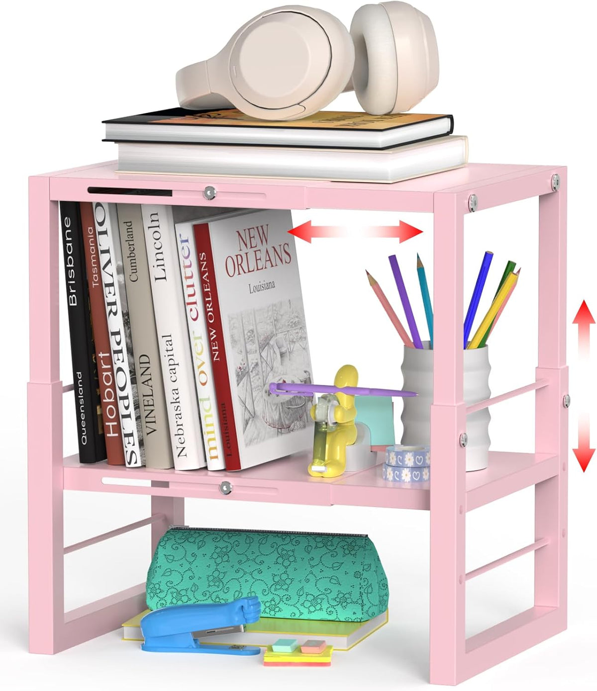 lidtop locker organizer shelf pink, adjustable width and, main product view