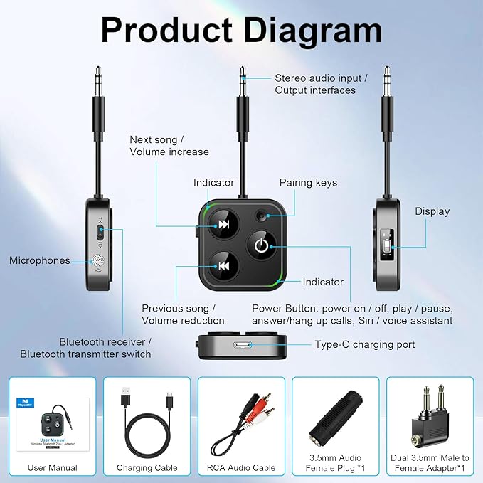 2026 Pro Bluetooth 5.4 Transmitter Receiver, 2-in-1 Wireless Audio Adapter - Image 9