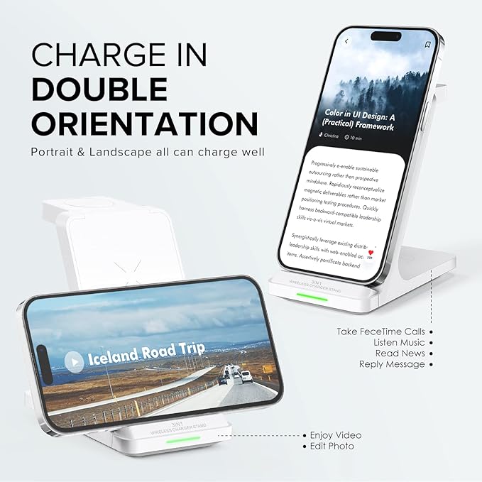 Wireless Charging Station, 3 in 1 Fast Wireless Charger Stand - Image 6