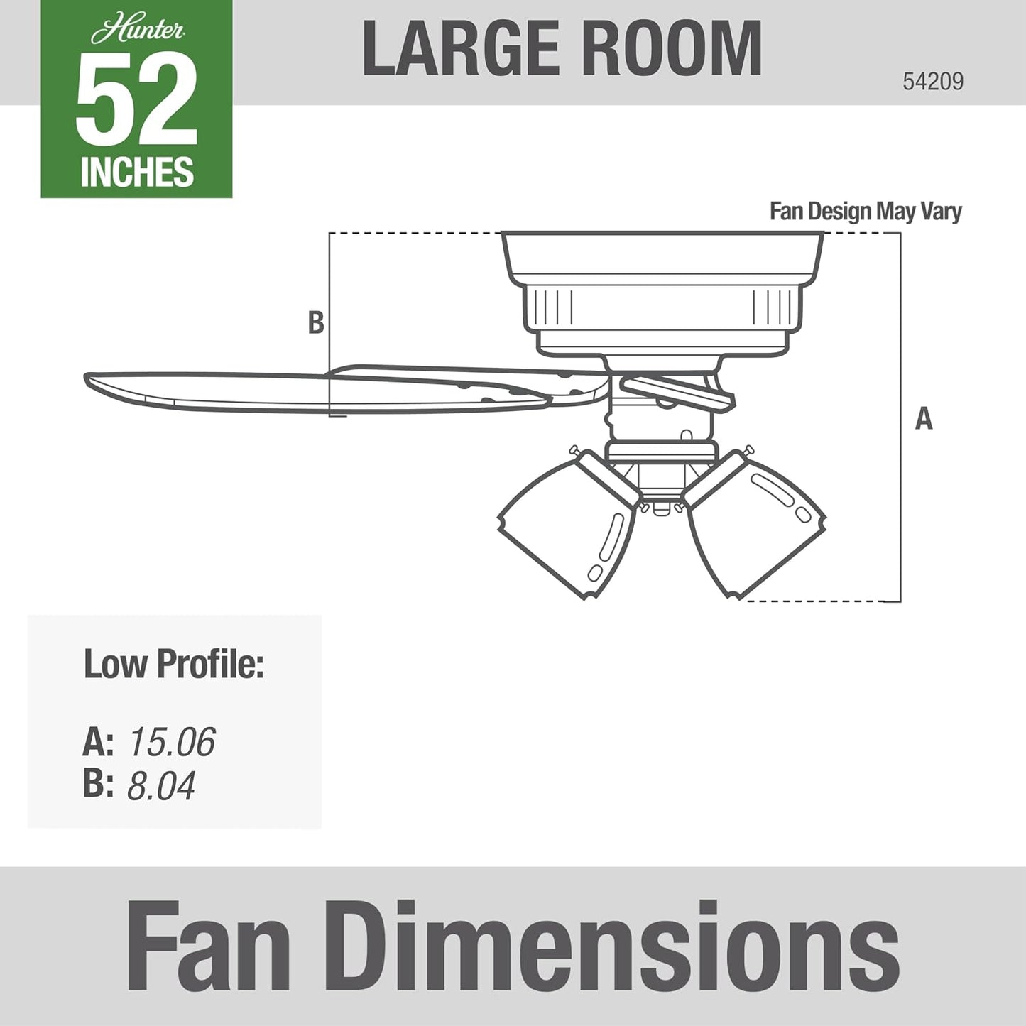 Hunter 52 inch Indoor Ceiling Fan with LED Lights and Pull Chain - Low Profile Flush Mount Ceiling Fan, 5 Blades, For Bedroom, Living Room, or Kitchen, Quiet - Crestfield 54209, Brushed Nickel | with LED Lights and Pull Chain, Low Profile Flush Mount, 5