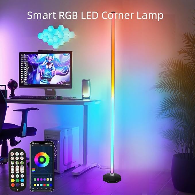 PTVGS LED RGB Corner Lamp: Smart RGB LED Corner Floor Lamp Adjustable Height - Image 9