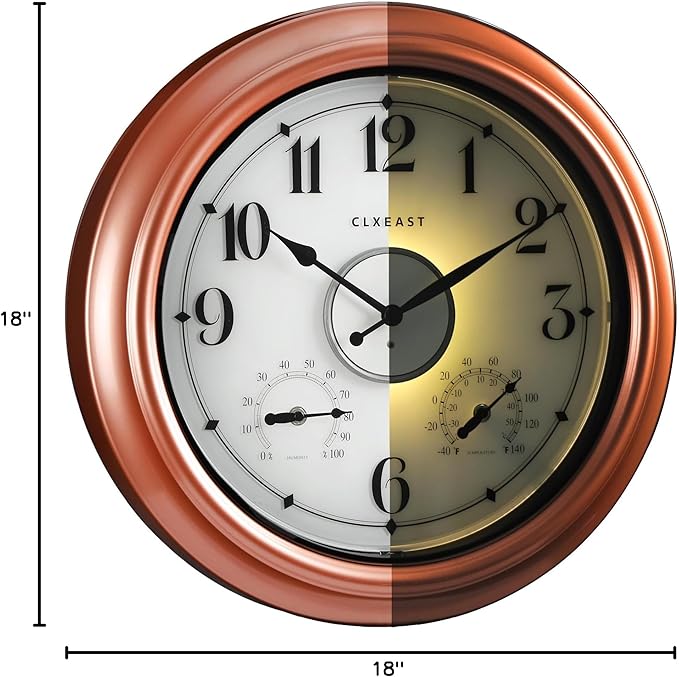 CLXEAST 18 Inch Illuminated Outdoor Indoor Clocks - Image 10
