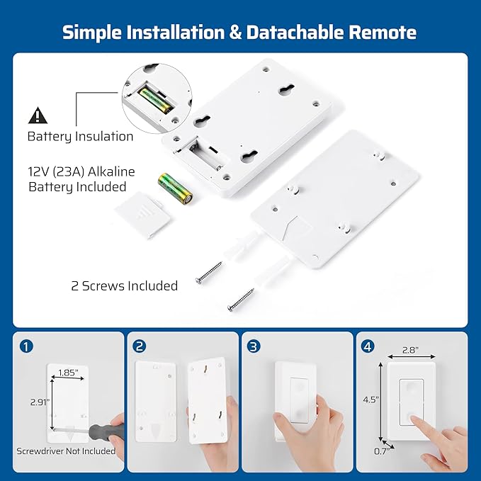 DEWENWILS Wireless Remote Light Switch, Expandable Wireless Wall Switch Kit - Image 7