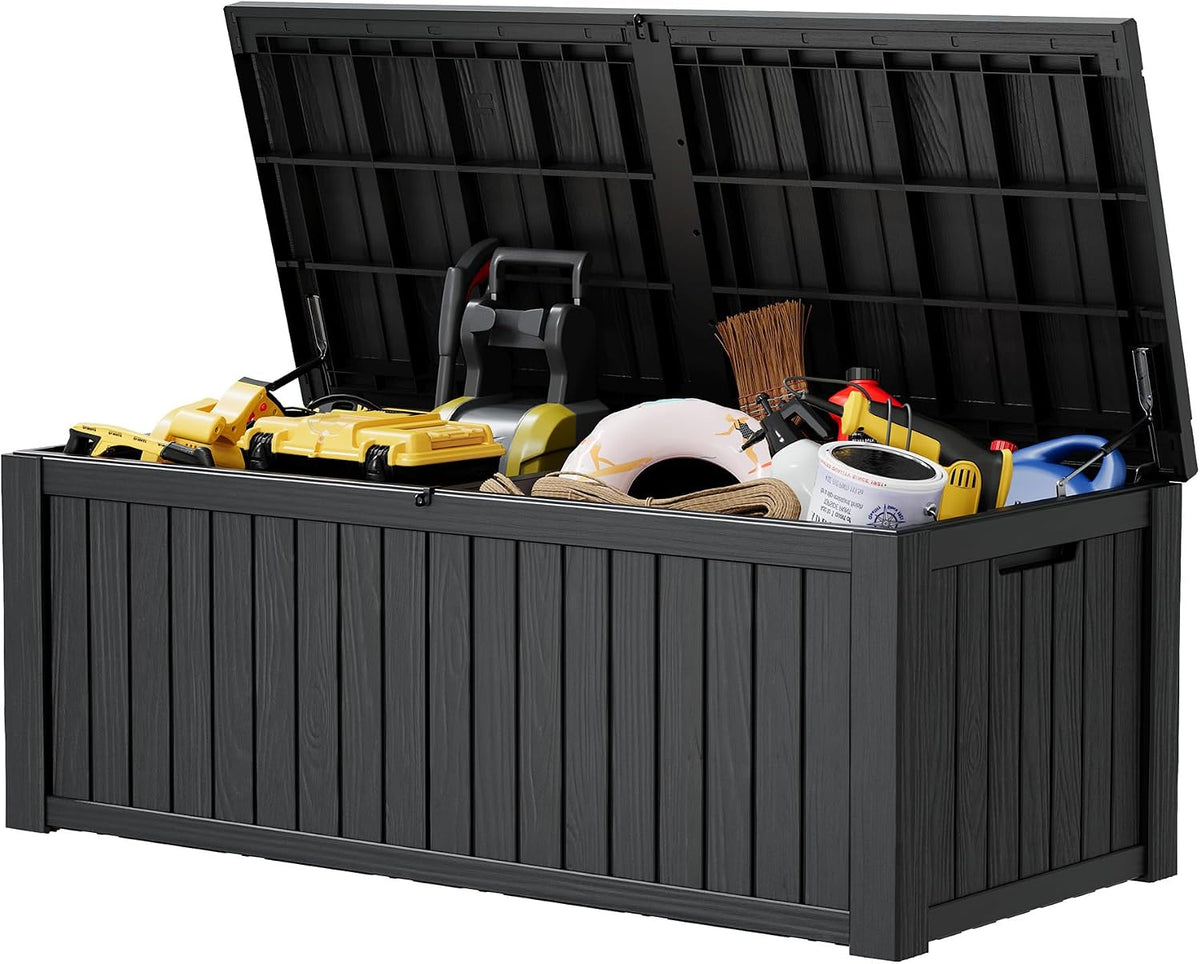 resin outdoor deck storage box waterproof (black, 220, main product view