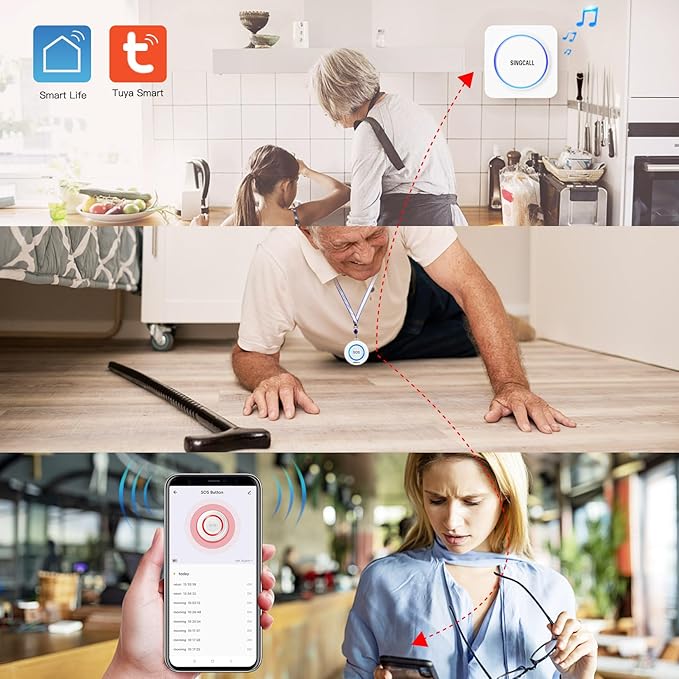 SINGCALL Tuya WiFi SOS Wireless Calling Caregiver Pager System Calling Alert - Image 9