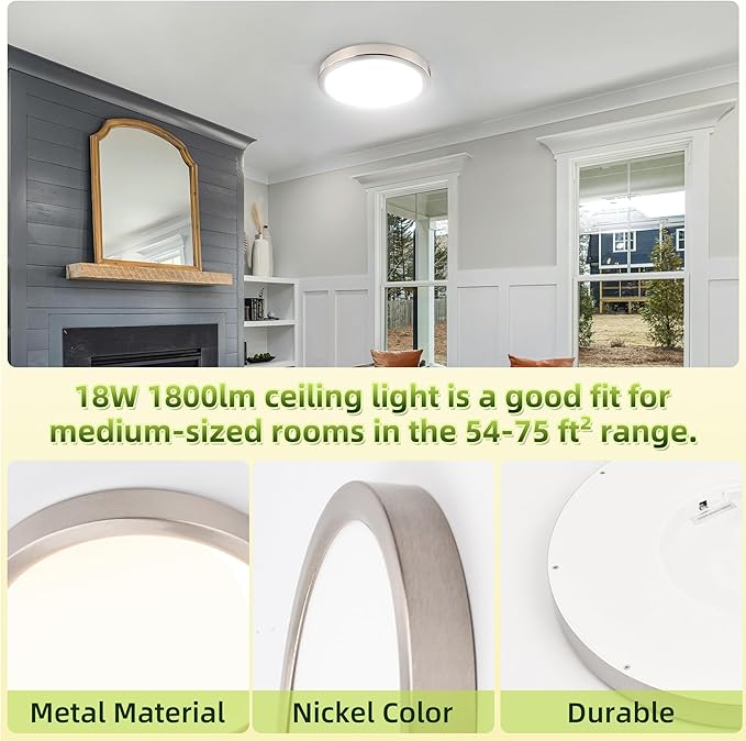 hykolity 2 Pack 9 Inch Selectable CCT LED Round Flat Panel Light, 18W 1800LM - Image 9