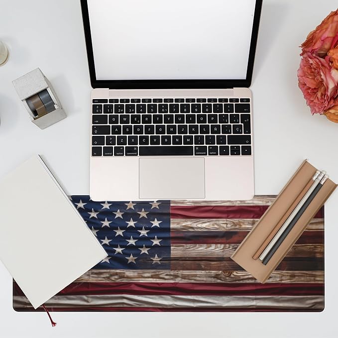 Eflxamz Large Gaming Mouse Pad for Desk, Wooden American Flag Desk Mat - Image 7