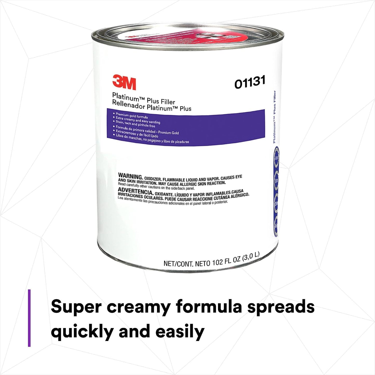 3M Platinum Plus Filler 01131, Lightweight, Stain Free, Tack Free, Quick Application, 1 gallon | Quick Application