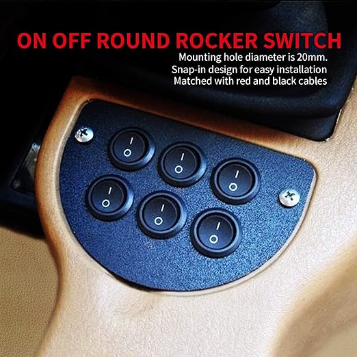 DaierTek UL Listed ON Off Round Rocker Switches SPST 20mm Mini 12 Volt DC Mini - Image 6