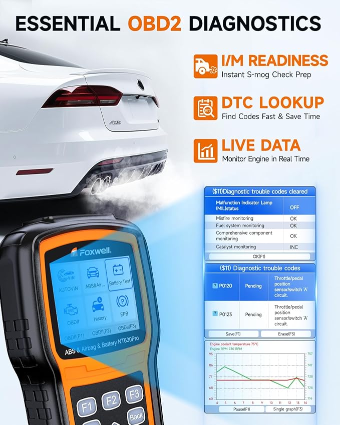2026 FOXWELL NT630 Pro 2-in-1 ABS SRS Scan Tool & Battery Tester, OBD2 Scanner - Image 7
