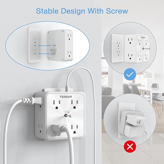 Surge Protector 8 Outlet Extender, TESSAN Multi Outlet Splitter - Image 7