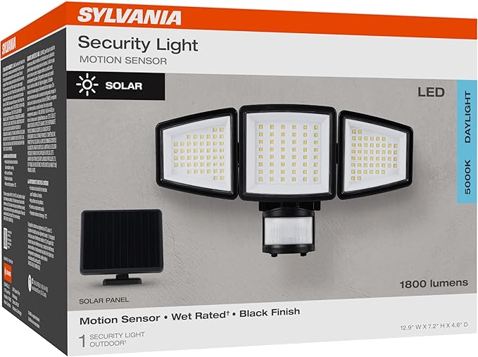 Sylvania Motion Sensor Solar Security Light, Solar Panel, 1800 LMS, Wet Rated - Image 11