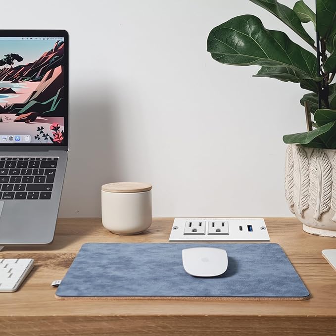 USB C Recessed Power Strip Fast Charge Desktop Power Station 2 Outlets 2 USB - Image 7