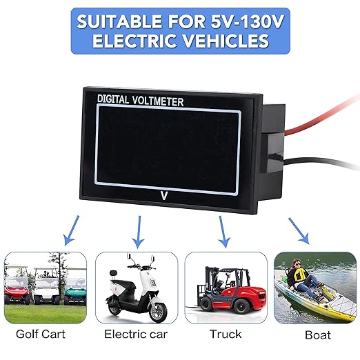 SUPNOVA Waterproof Voltmeter 12V 24V 36V 48V 60V 72V 96V, LED Digital Display - Image 8