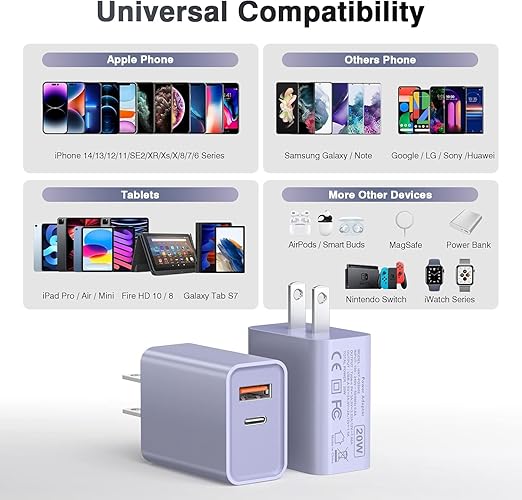 iPhone 16/15 Charger, USB C Dual Port QC + PD Wall Charger Block - Image 7