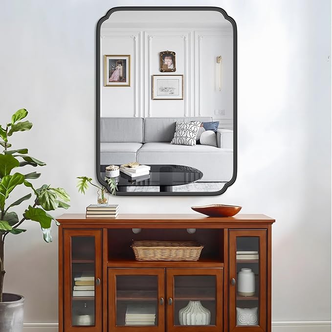 White 30"x48" Bathroom Mirror for Wall, Large Bathroom Vanity Mirror, Rounded - Image 9