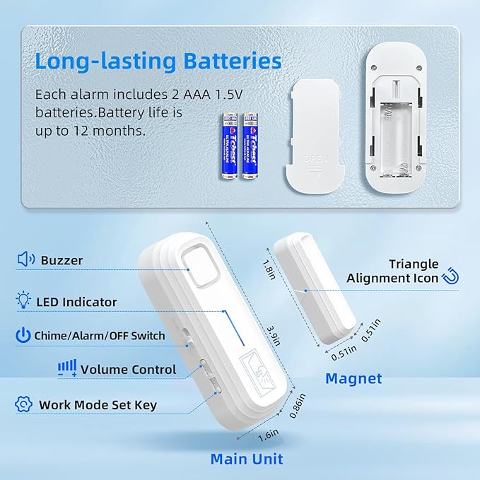 Sanjie Door Alarm with Instant and Delayed Alerts 30s/1min/2min/4min, Door - Image 8