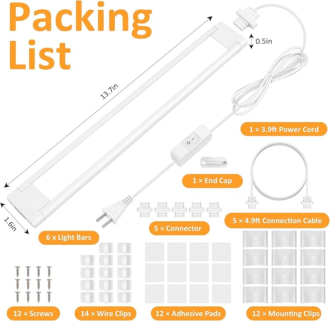 maylit Under Cabinet Lighting Plug in, Renter Friendly Lamp, Wired 110V 120V - Image 7