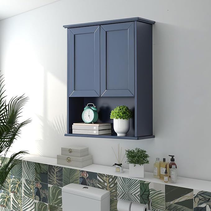 Navy Blue Bathroom Cabinet Wall Mounted - Image 9