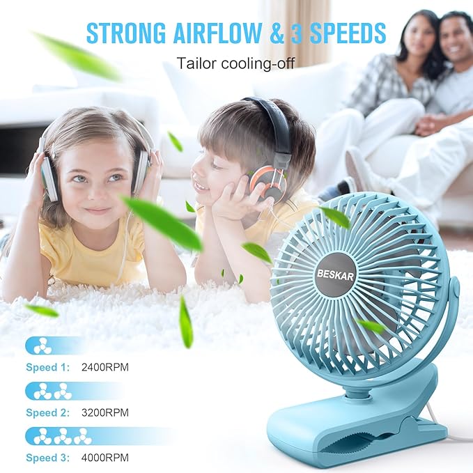BESKAR Clip on Fan, Portable Small Desk Fans - Image 8