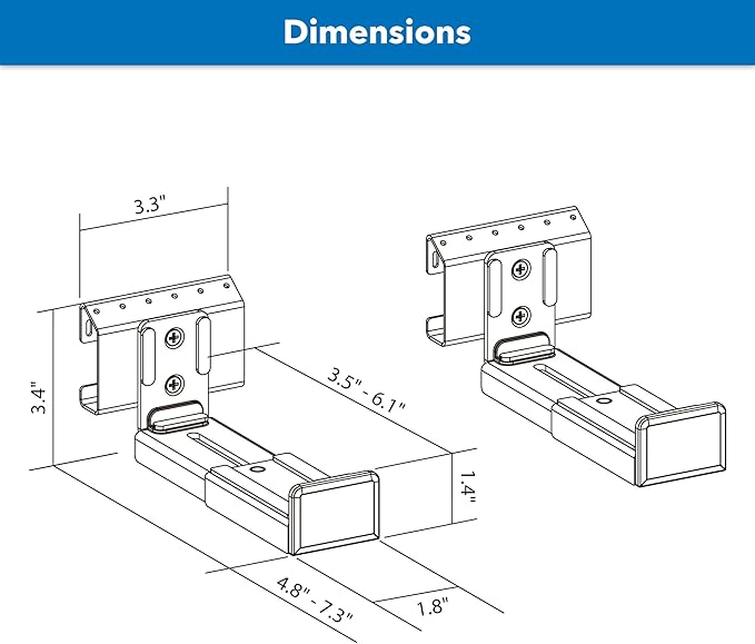 Mount-It! No Stud Sound Bar Wall Mount, Studless Soundbar Mounting Brackets - Image 9