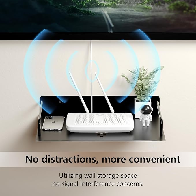 Floating Shelves for Projector, Metal Wifi Router Shelf, Cable Box Wall Mount - Image 7