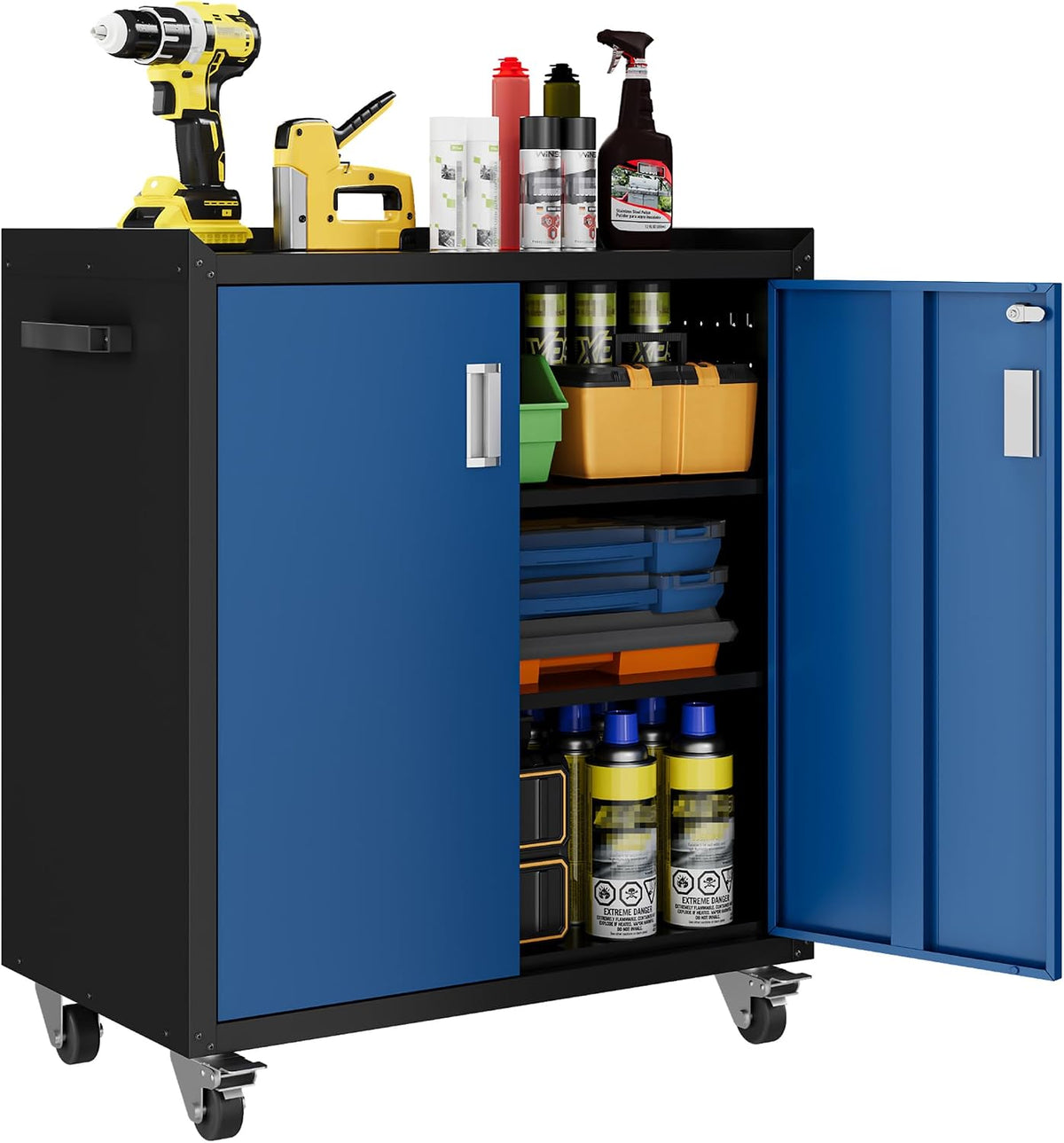 lcaopc metal storage cabinet with wheels - lockable, main product view