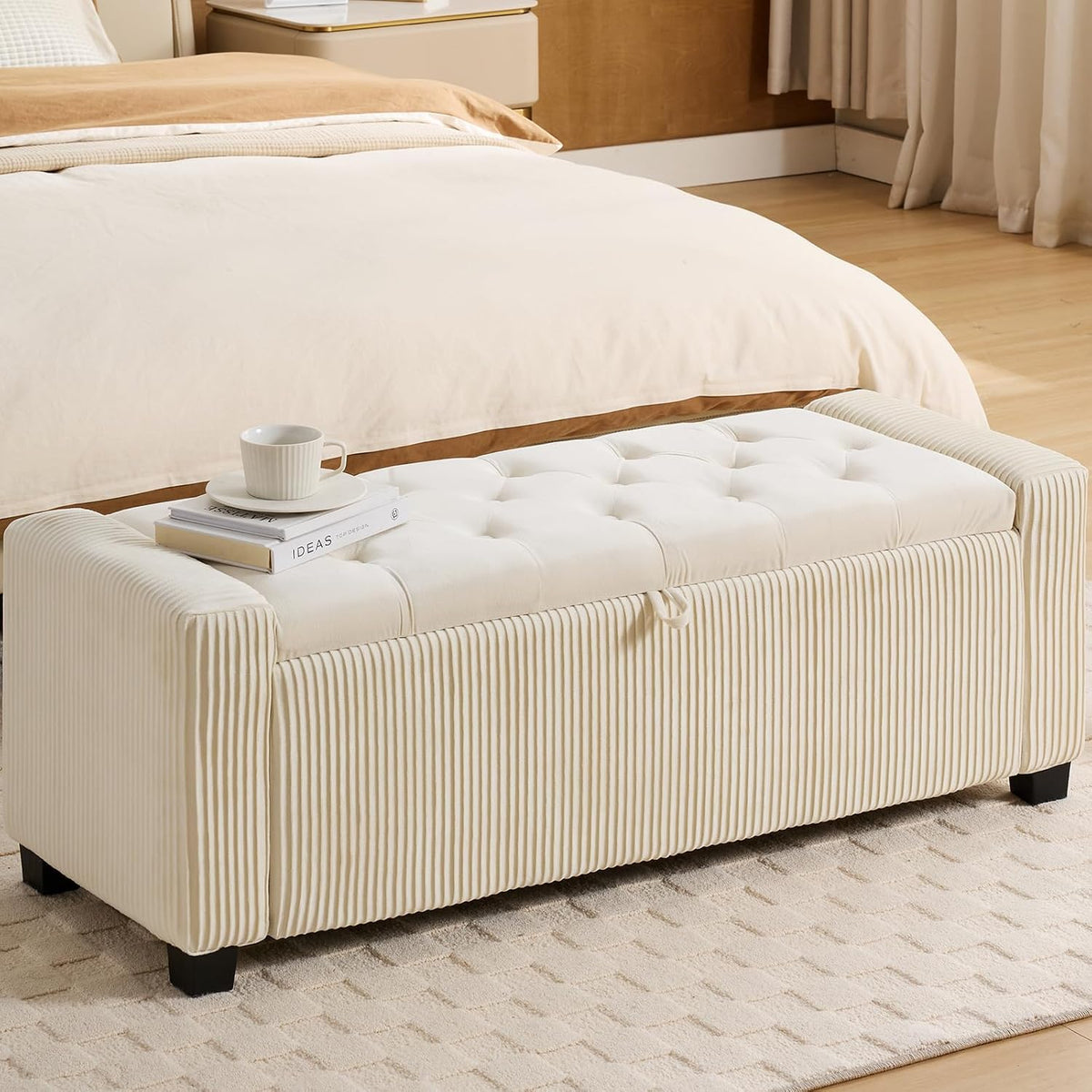 yyw home 43" velvet ottoman bench with storage, main product view