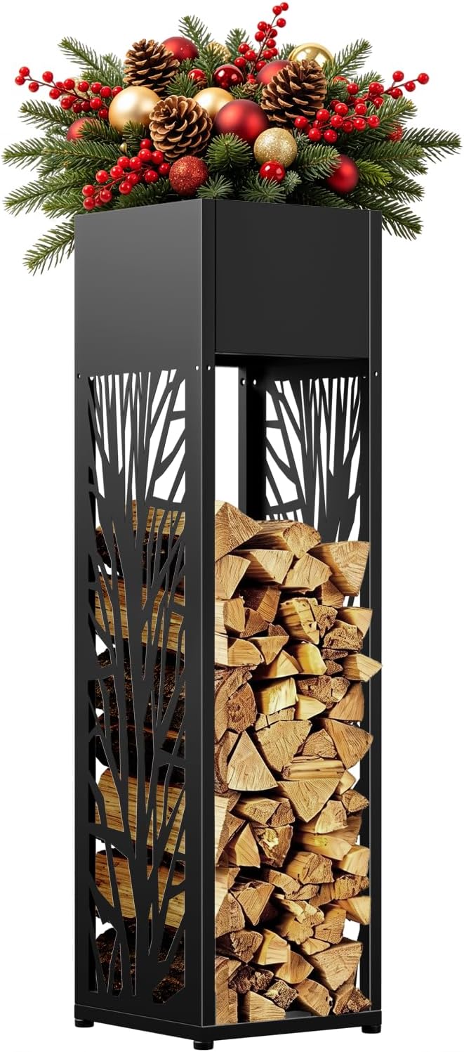 4ft firewood rack outdoor, fire wood log storage, main product view