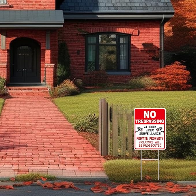 NO Trespassing Signs Private Property Video Surveillance Sign, Large 4-Pack - Image 7