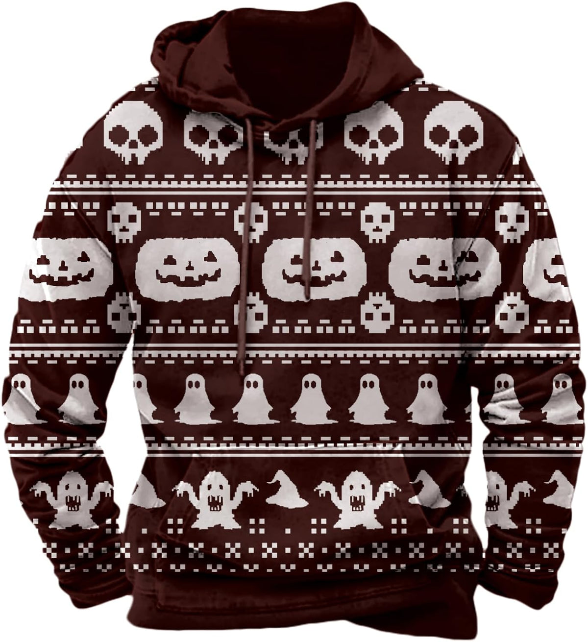 Halloween Hoodie Men Graphic Pumpkin Ghost Printed Sweatshirt Casual Trendy