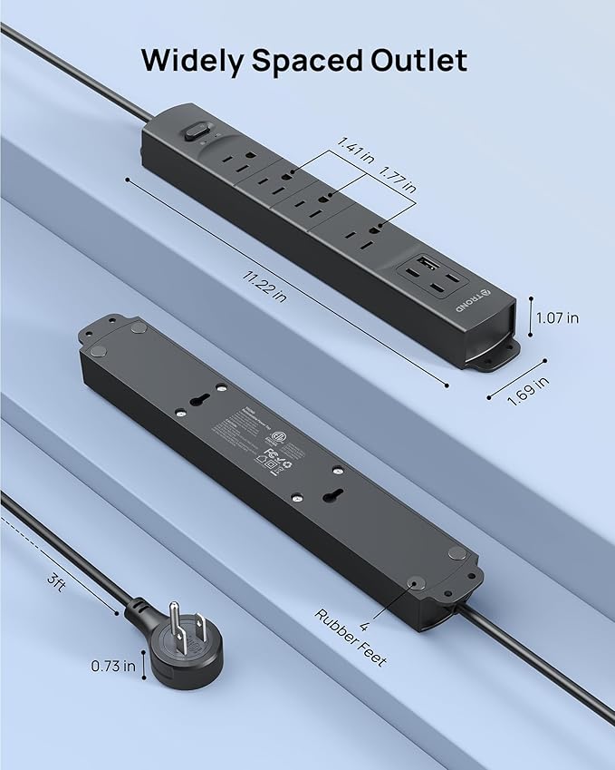 TROND 360° Rotating Plug Surge Protector, Power Strip - Image 8