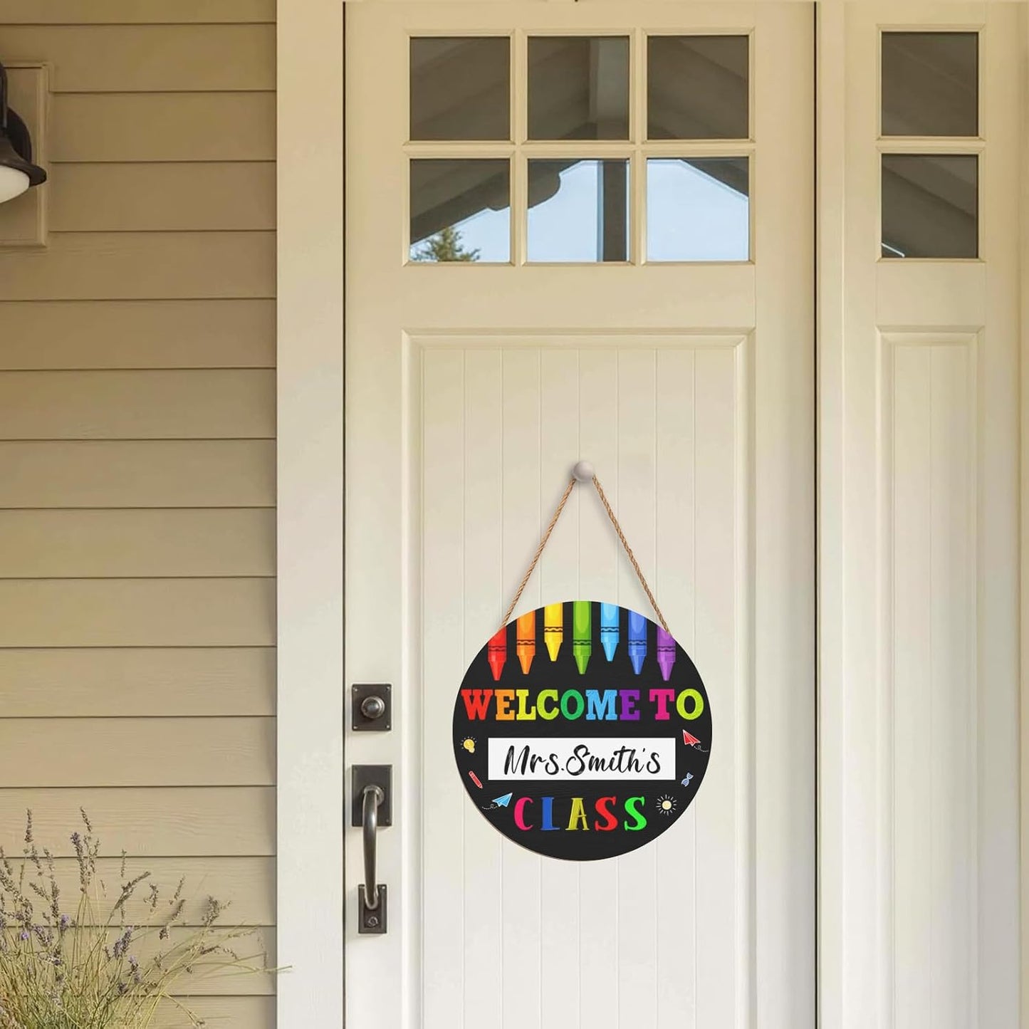 Personalized Teacher Name Door Sign Welcome to Class Hanging Sign Door Hanger Decorations 12 inch Teacher Supplies Gifts Decor Back to School