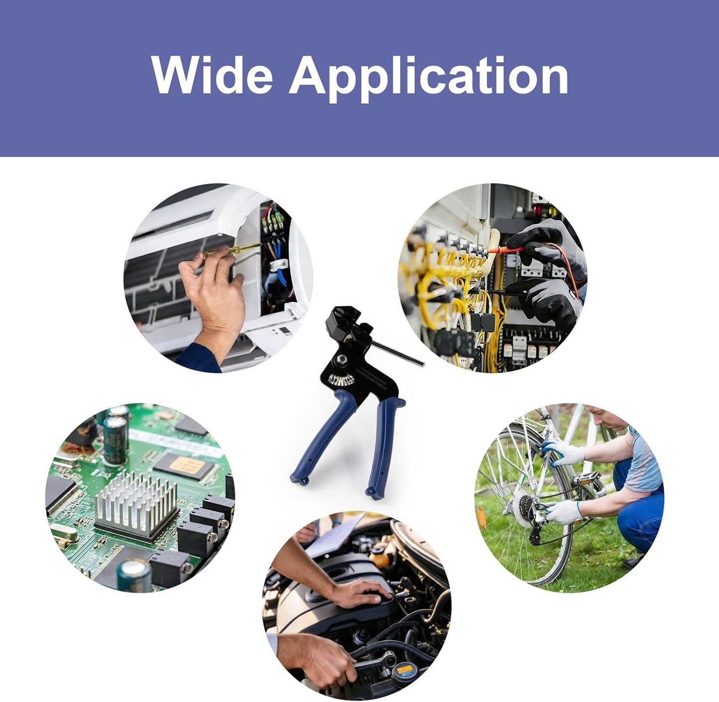 Metal Zip Ties Cutter, Stainless Steel Cable Tie Gun with Tensioning Installation Cutting Tool for Self-Locking Stainless Zip Ties with Free Zip Tie Release Tool, Dual-Hand Operation