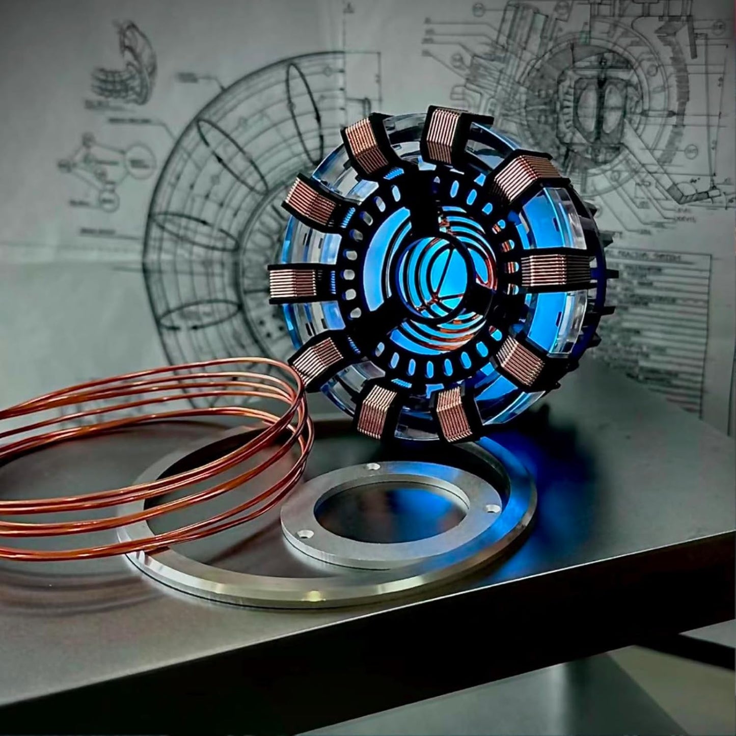 Moonacy Arc Reactor Night Light, Rechargeable Superhero Lamp, Gifts | Multi-Color Room Decor, Rotatable Display Light for Desks and Shelves, With Touch/Remote Control.