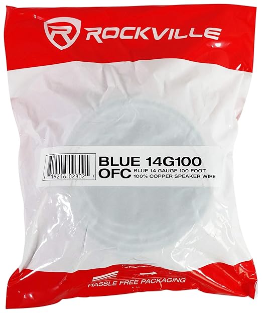 Rockville Blue 14G100 14 Gauge 100 Ft Speaker Wire, 100% OFC Copper, - Image 3