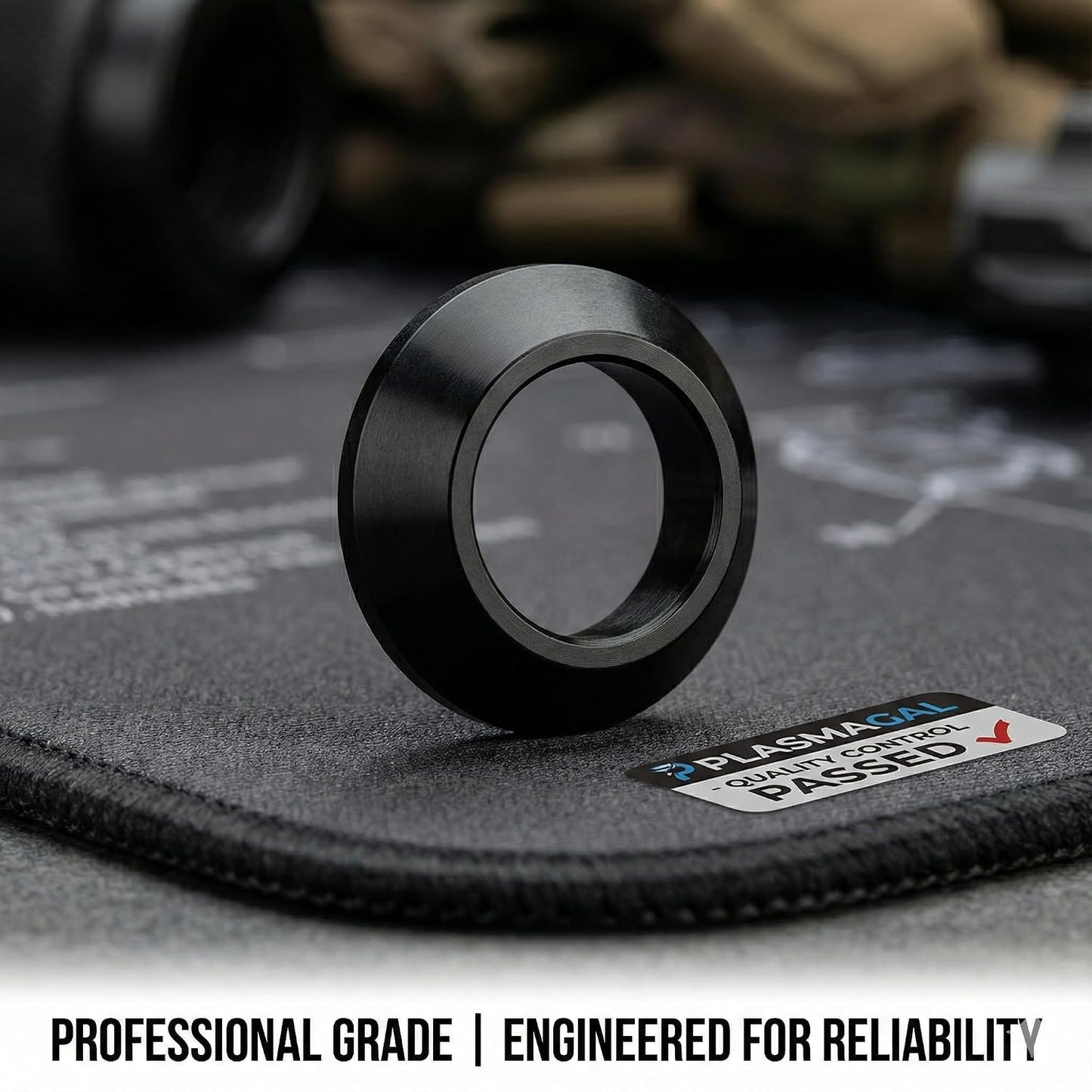 1/2x28 Crush Washer for .223 5.56, 5 Pack, Black Oxide Steel | Single use conical washer for 1/2x28 threads. Compresses under torque to seat the mating part square