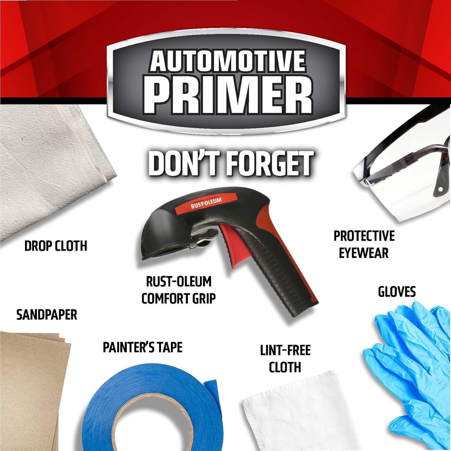 Rust-Oleum Automotive Stops Rust Filler & Sandable Spray Primer, Gray | Rust Preventive, Fast Dry, Multi Surface, High-Build Formula Sands Smooth, Comfort Tip Sprays from Any Angle, 6 Pack