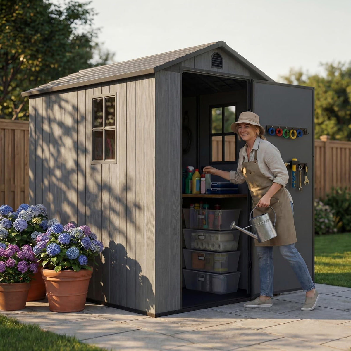 devoko 4×6 ft resin storage sheds with floor, main product view