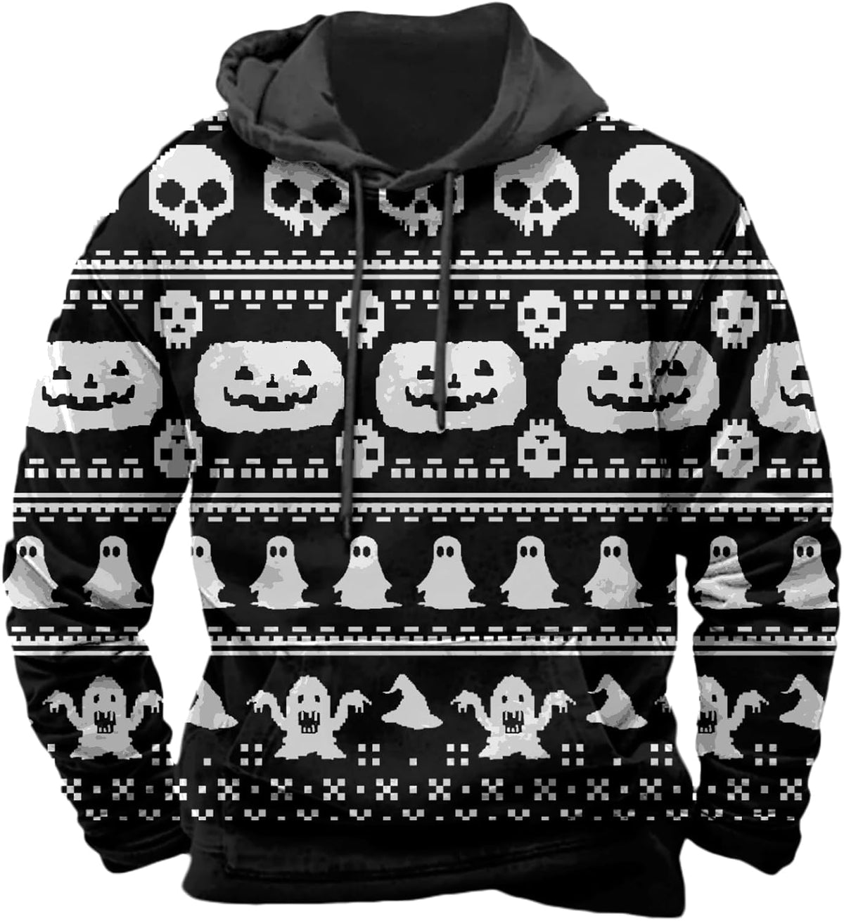 Halloween Hoodie Men Graphic Pumpkin Ghost Printed Sweatshirt Casual Trendy
