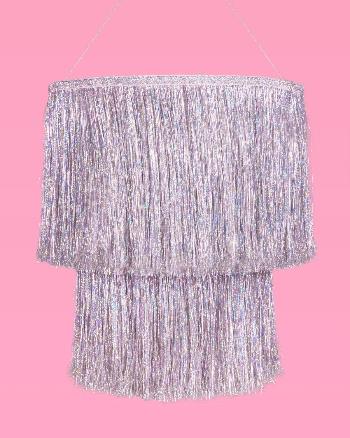 xo, Fetti Fringe Tinsel Chandelier Iridescent Silver Foil 16" | Party Decor | Bachelorette, Decorations, Birthday Photo Booth Supplies, New Years Eve, HBD