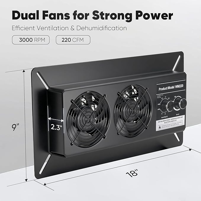 WARMOASIS 220 CFM Crawl Space Vent Fan - Image 7