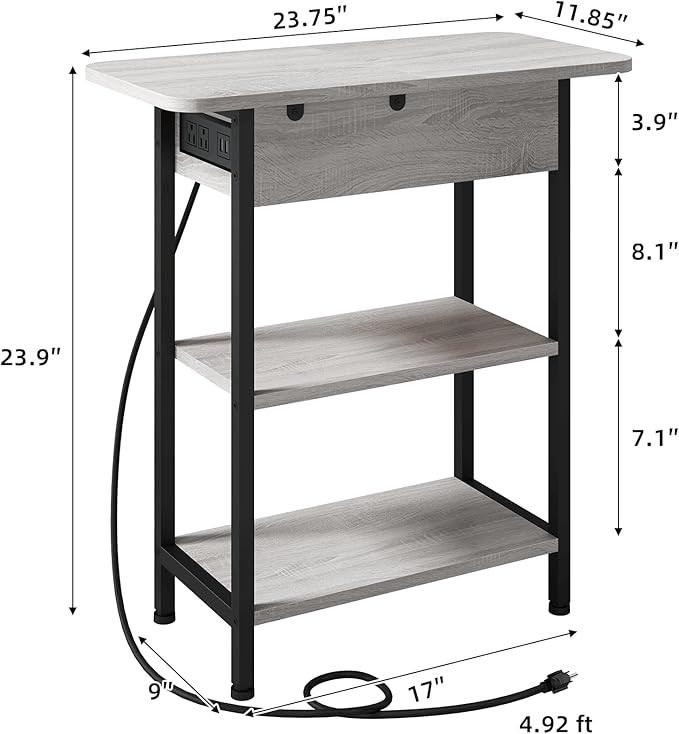 LIDYUK End Table with Charging Station, Flip Top Side Table with USB Ports and - Image 7